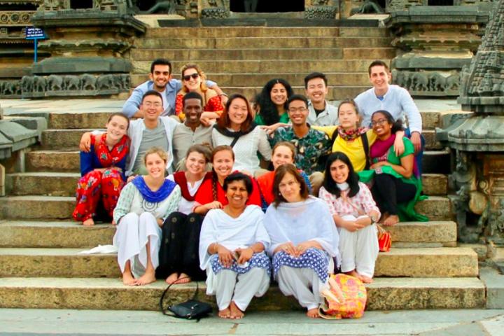 Merrill Scholar Malikul Muhamad, third row, fifth from left, traveled to India in summer 2018 along with Donna Ramil, associate director of the ILR School’s Office of International Programs, seated in front on right, as part of the India SVYM Global Servi