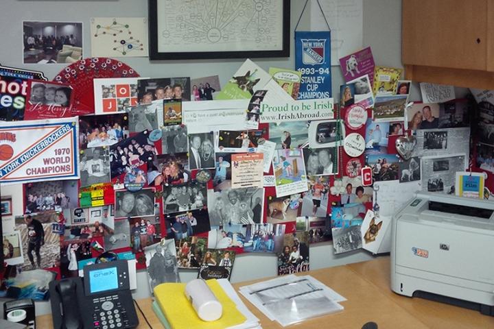 Cornell is featured on a bulletin board in O'Donoghue's office