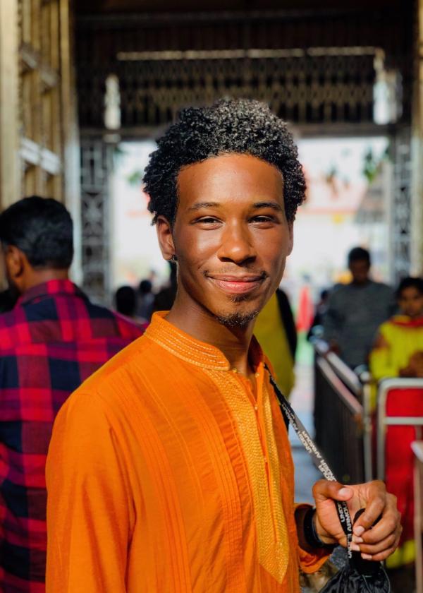 portrait of a person in a marketplace