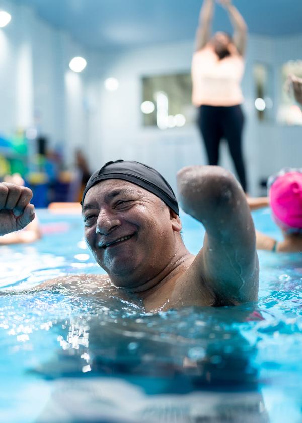 man in pool